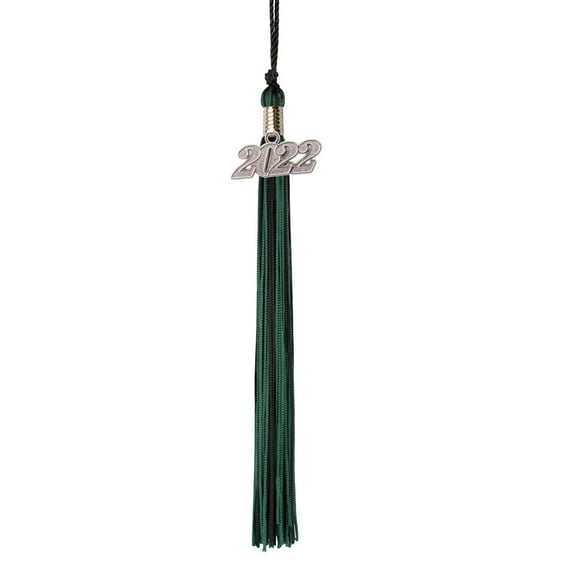 Class Act Graduation Graduation Tassel - 2022 - Silver Charm - 2 Color, Black / Dark Green