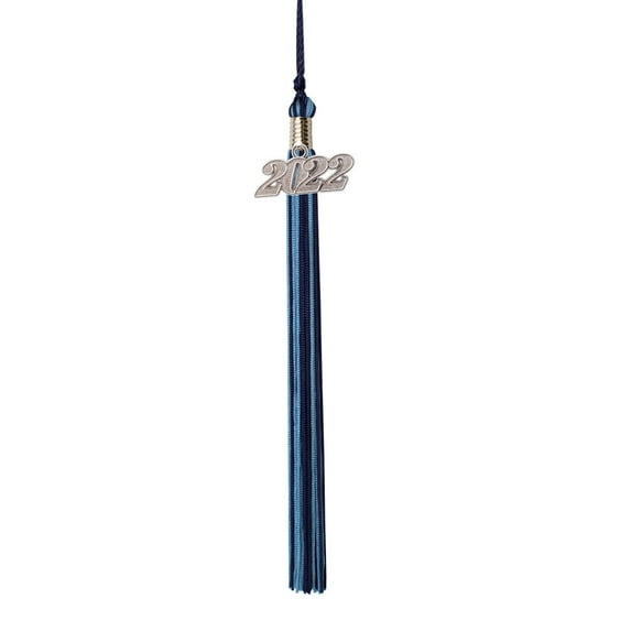 Class Act Graduation Graduation Tassel - 2022 - Silver Charm - 2 Color, Navy / Columbia Blue
