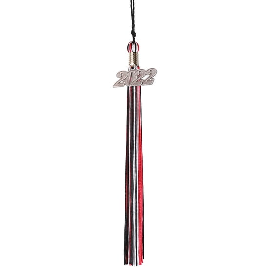 Class Act Graduation Graduation Tassel - 2022 - Silver Charm - 3 Color, Black / Red / Silver