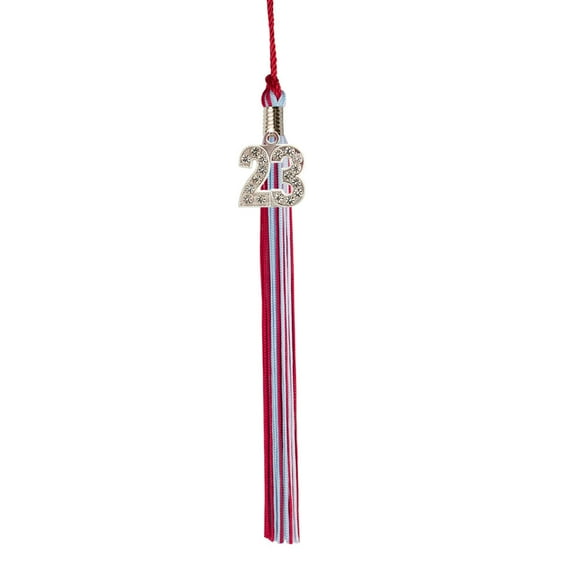 Class Act Graduation Graduation Tassel - 2023 - Bling Charm - 3 Color, Red / Light Blue / White