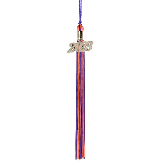 Class Act Graduation Graduation Tassel - 2023 - Silver Charm - 2 Color, Purple / Apricot