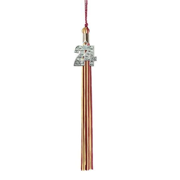 Class Act Graduation Graduation Tassel - 2024 - Bling Charm - 2 Color, Cardinal Red / Gold