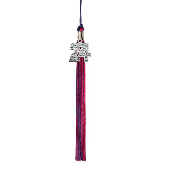 Class Act Graduation Graduation Tassel - 2024 - Bling Charm - 2 Color, Navy / Red