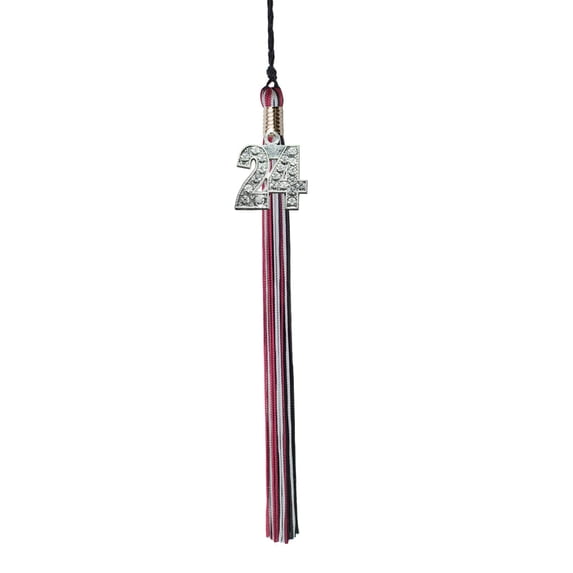 Class Act Graduation Graduation Tassel - 2024 - Bling Charm - 3 Color, Black / Burgundy / Silver