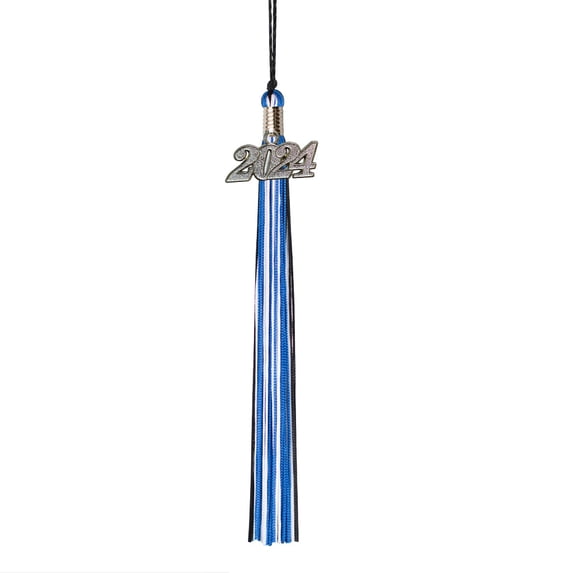 Class Act Graduation Graduation Tassel - 2024 - Silver Charm - 3 Color, Black / Blue / White