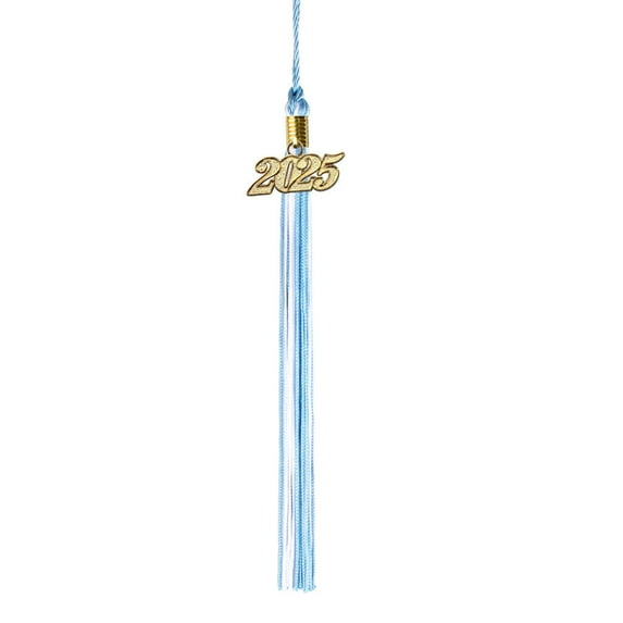 Class Act Graduation Graduation Tassel - 2025 - Gold Charm - 2 Color, Columbia Blue / White