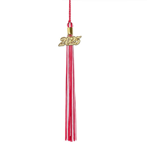Class Act Graduation Graduation Tassel - 2025 - Gold Charm - 2 Color, Red / Silver