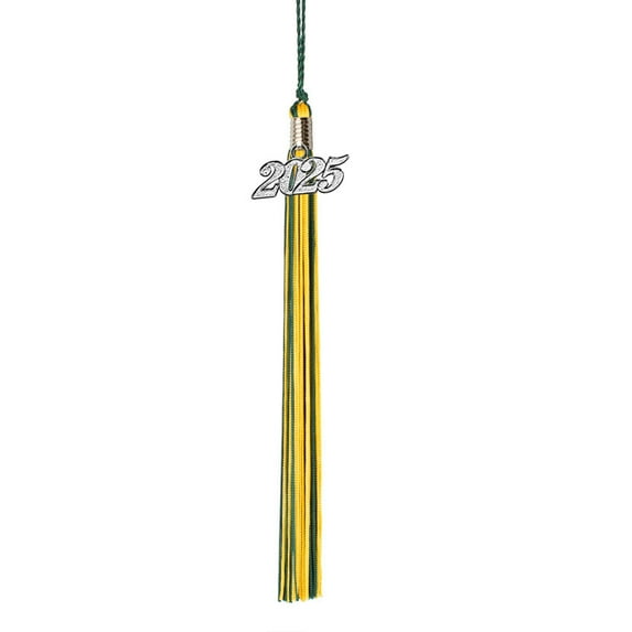 Class Act Graduation Graduation Tassel - 2025 - Silver Charm - 2 Color, Green / Gold