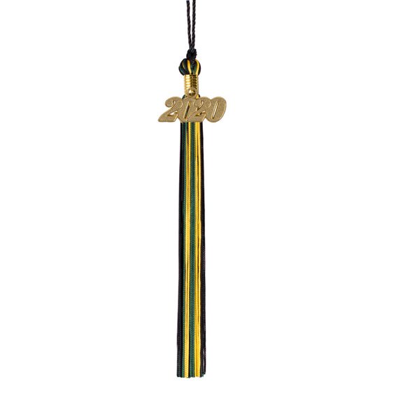 Class Act Graduation Graduation Tassel - Gold Charm - 3 Color, Black / Dark Green / Gold