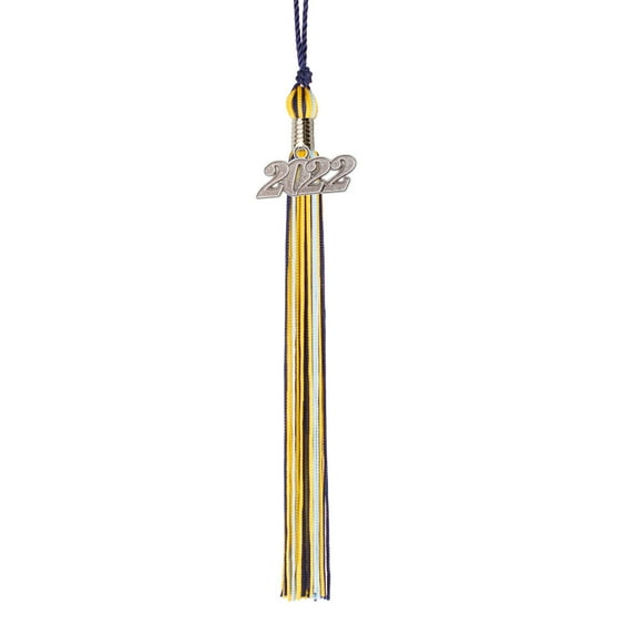 Class Act Graduation Graduation Tassel - 2022 - Silver Charm - 3 Color, Navy / Light Blue / Gold