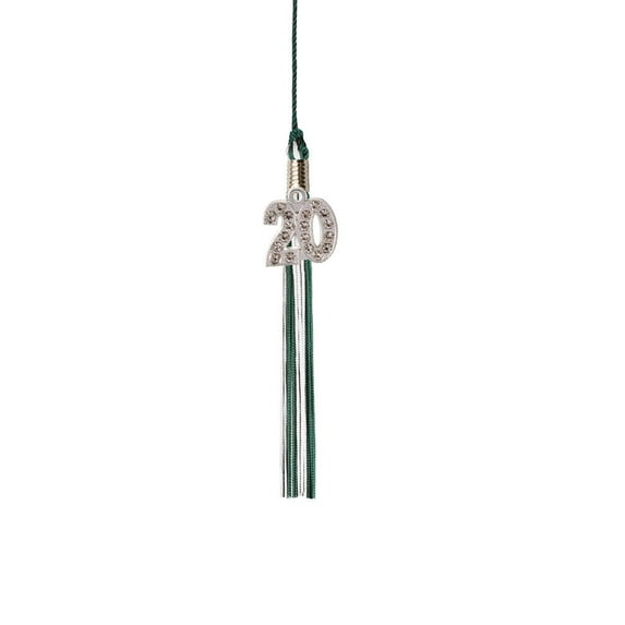 Class Act Graduation Kindergarten Graduation Tassel - 2019 - Bling Charm - 2 Color, Dark Green / White