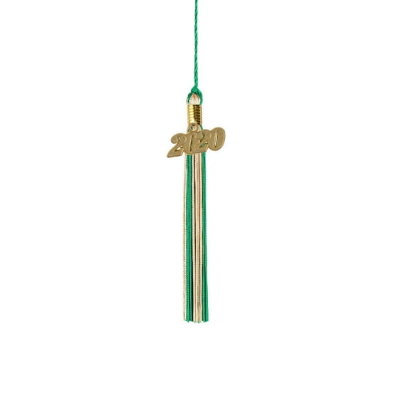 Class Act Graduation Kindergarten Graduation Tassel - 2020 - Gold Charm - 2 Color, Green / Old Gold