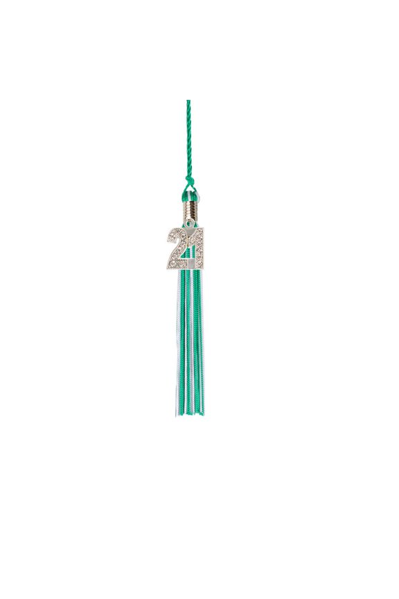 Kindergarten Graduation Tassel - 2021 - Bling Charm - 2 Color, Green / Silver