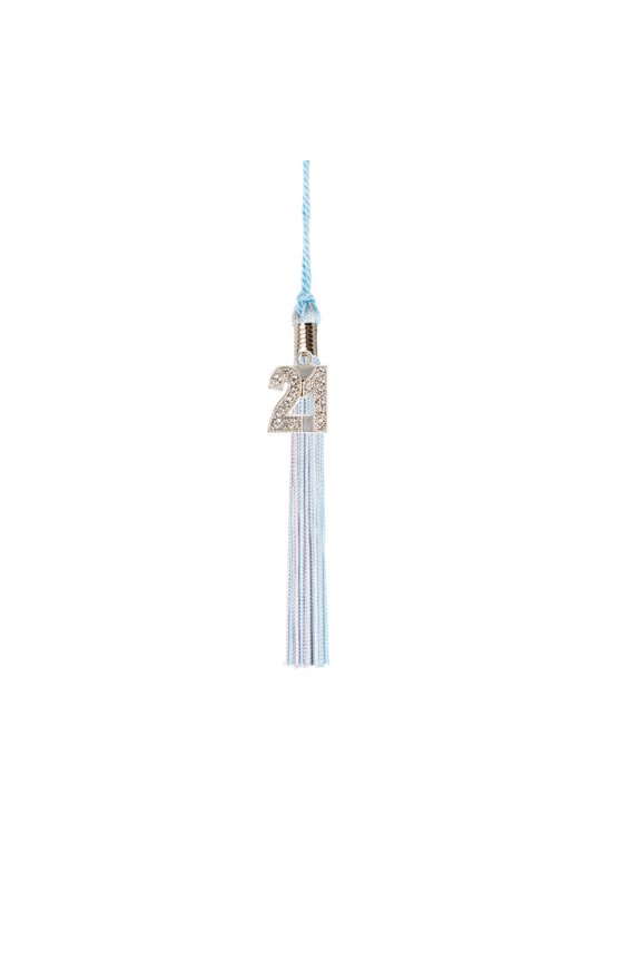 Kindergarten Graduation Tassel - 2021 - Bling Charm - 2 Color, Light Blue / Silver