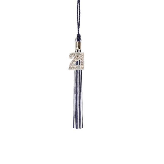 Class Act Graduation Kindergarten Graduation Tassel - 2021 - Bling Charm - 3 Color, Navy / Silver / White