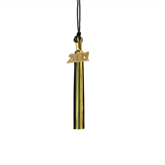 Class Act Graduation Kindergarten Graduation Tassel - 2021 - Gold Charm - 3 Color, Black / Dark Green / Gold