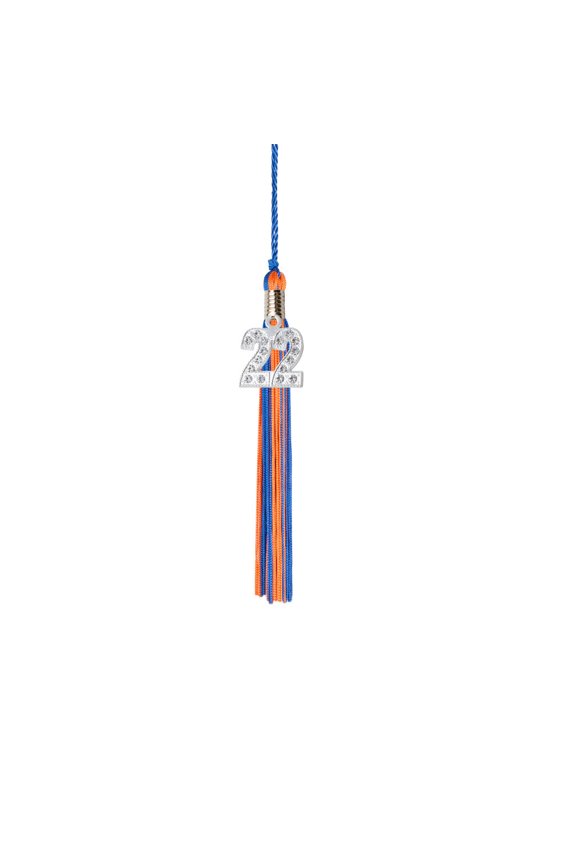 Kindergarten Graduation Tassel - 2022 - Bling Charm - 2 Color, Blue / Orange