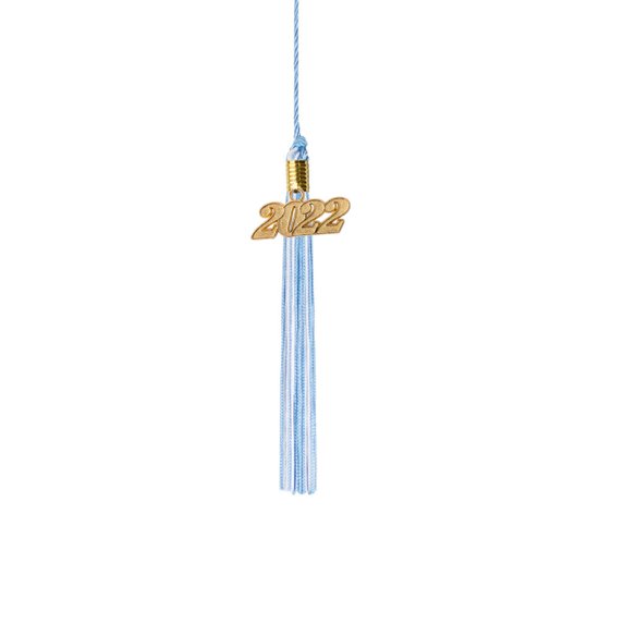 Class Act Graduation Kindergarten Graduation Tassel - 2022 - Gold Charm - 2 Color, Light Blue / White