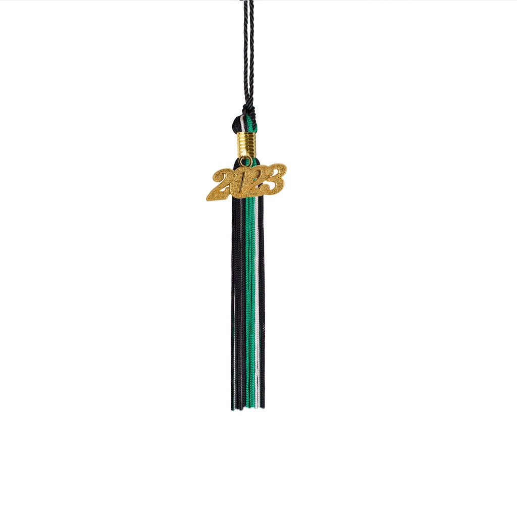 Class Act Graduation 2023 Tassel With Silver Year Charm - Multi-Color (Black/Dark Green/White) - View #11