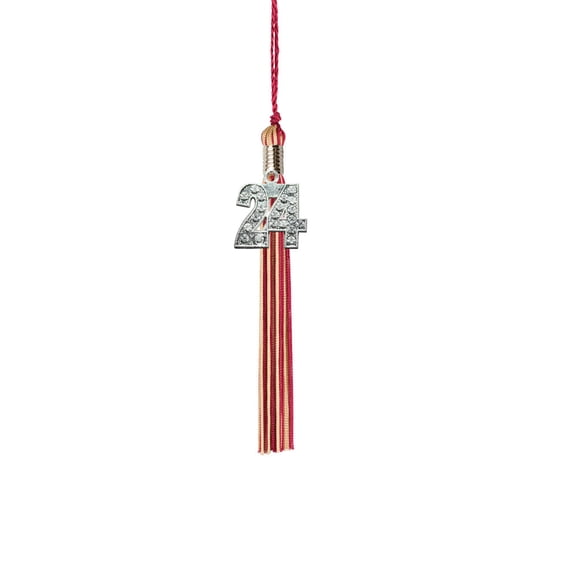 Class Act Graduation Kindergarten Graduation Tassel - 2024 - Bling Charm - 2 Color, Burgundy / Old Gold