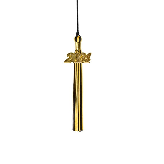 Class Act Graduation Kindergarten Graduation Tassel - 2024 - Gold Charm - 2 Color, Black / Gold