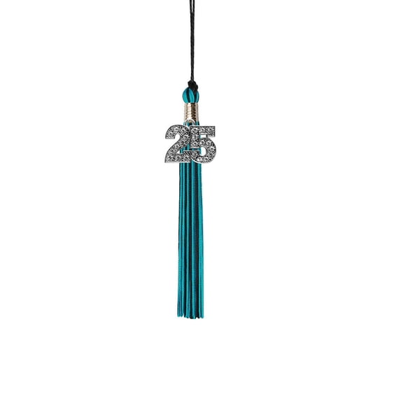 Class Act Graduation Kindergarten Graduation Tassel - 2025 - Bling Charm - 2 Color, Black / Turquoise