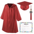 thumbnail image 1 of Class Act Graduation Shiny Kindergarten Preschool Graduation Cap & Gown with Matching Bling Tassel and Diploma Certificate, Red, 1 of 9