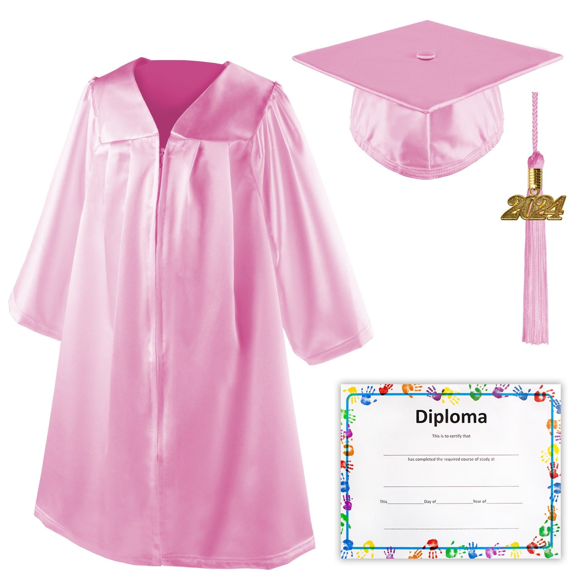 Pink Cap And Tassel Shiny Satin Finish - SchoolUniforms.com