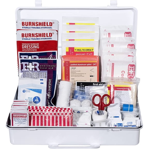 Class B OSHA ANSI Compliant First Aid Kit  Emergency Medical Supplies in Wall-Mountable Plastic Case for Workplace, Office, Home  190 Piece - FSA/HSA Eligible
