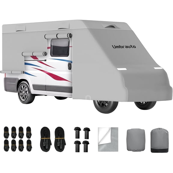 Class B RV Cover Fits 22-24ft Motorhome, Waterproof Sprinter Van Cover, Lightweight Camper Cover, with Windproof Straps, Winter Campsite