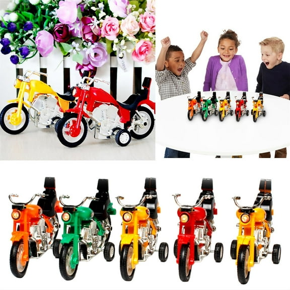 Class Car ModelMotorcycle Toys For Kids Set Of 5 Push And Go Friction Powered Toy Motorbikes For Boys Girls Birthday Party Unique Cake Toppers In Assorted Colors, 14.5x8.8 cm, Multicolor