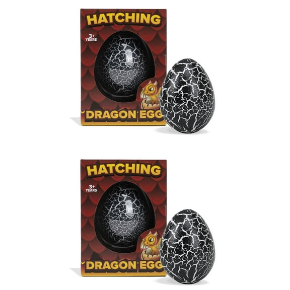 Class Collections Surprise Growing Dragon Hatch Egg Kids Novelty Toy - Pack of 2, Black 2 Pack Black
