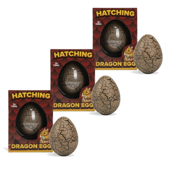 Class Collections Surprise Growing Dragon Hatch Egg Kids Novelty Toy - Pack of 3, Brown