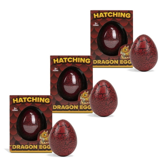 Class Collections Surprise Growing Dragon Hatch Egg Kids Novelty Toy - Pack of 3, Red