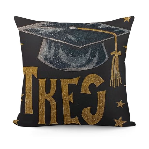 Class Congrats Grad Diploma Cap Throw Pillow Cover, Graduation Cushion Case Decoration for Sofa Couch