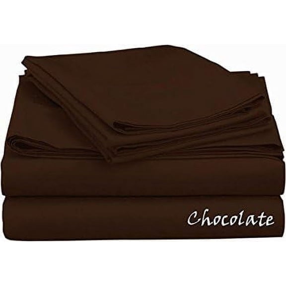 Class Fabric Egyptian Cotton 4-Pieces Sheet Set Extra 2 Pillow Cases California King 1000 TC Chocolate Solid 26 Inches Deep