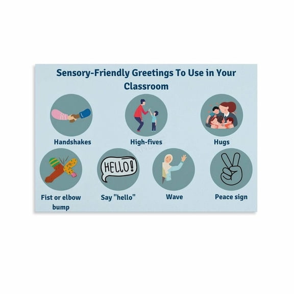 Class Greetings Poster Classroom Rules Educational for Preschool (3) Canvas Painting Posters And Prints Wall Art for Living Room Bedroom Decor Poster.