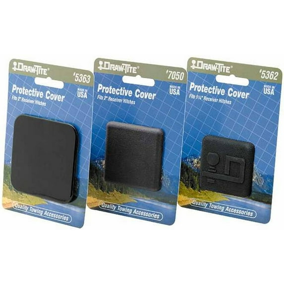 Class I and II 1 1/4" Rubber Hitch Cover with Draw Tite Logo Replacement Auto Part, Easy to Install