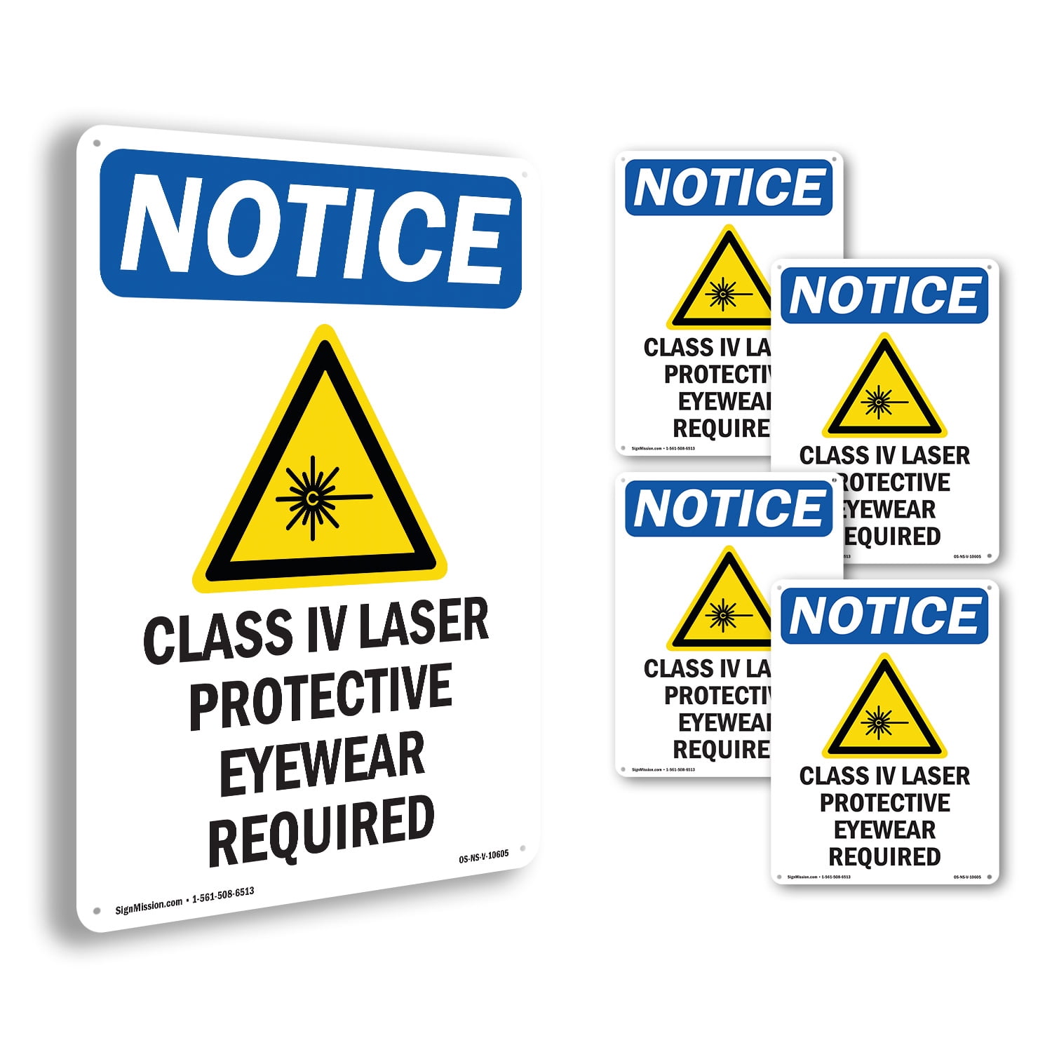 Class IV Laser Protective OSHA Notice Rigid Plastic Sign 18 Inch x 12 ...