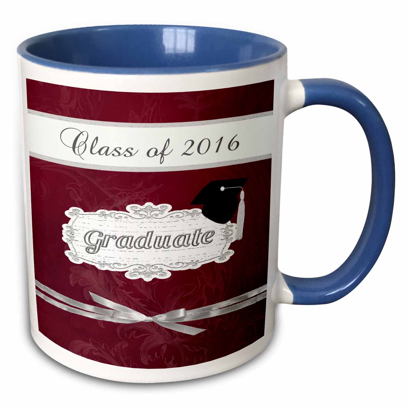 3drose, Class of 2016, Graduate, Cap on Pretty Banner, Bow, Leaf Design ...