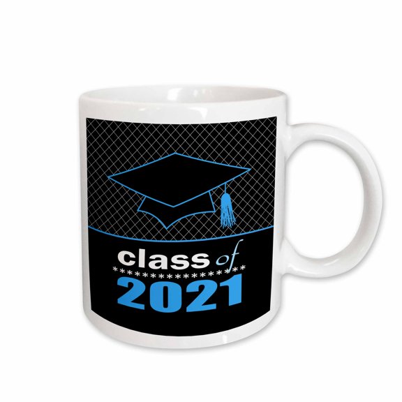 3drose, Class of 2021 Graduate Blue and Black Cap and Tassel, 15oz Mug
