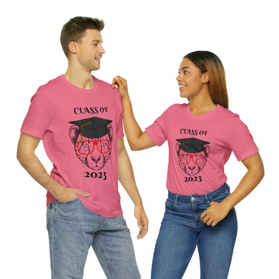 Class Of 2023 Cheetah With Grad Hat And Red Glasses Bella Canvas T-shirt