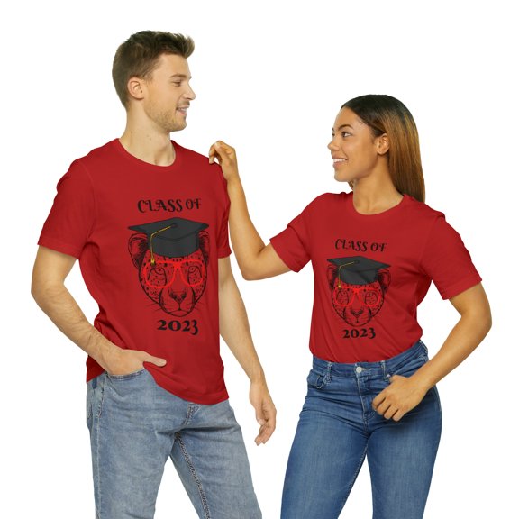 Class Of 2023 Cheetah With Grad Hat And Red Glasses Bella Canvas T-shirt