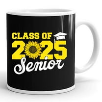 Class Of 2025 Senior 2025 Sunflower Back To School 2025 Girl Graduation Graduate Gift Ceramic Mug 11oz (White;11oz)
