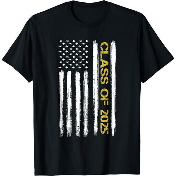 Class Of 2025 Senior Patriotic American Flag Graduation Gift T-Shirt