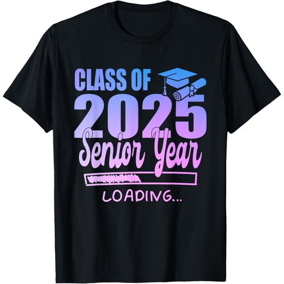 Class Of 2025 Senior Year Loading Funny Senior 2025 Tie Dye T-ShirtMen and women, Black T-shirt, size: Extra large