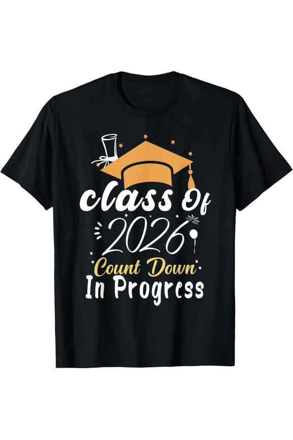 t-shirt Class Of 2026 Count Down In Progress Future Graduation 2026 T-Shirt mens,black,women,funny,men,journey,Crew Neck, Short Sleeve,printing