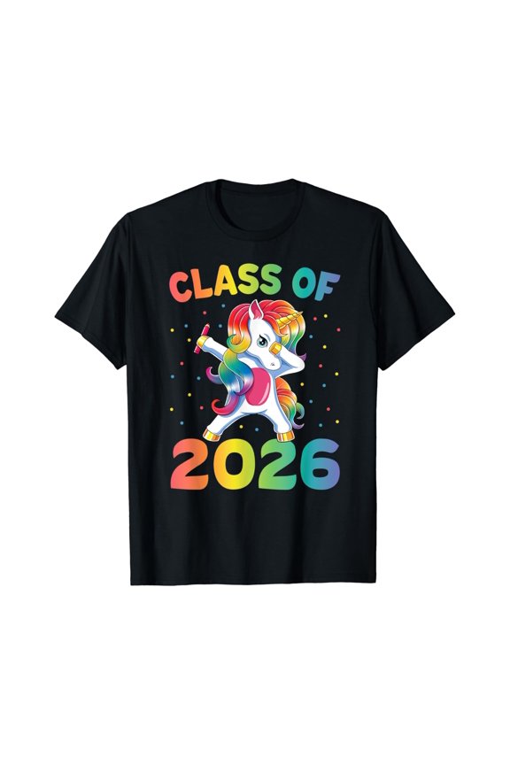 Class Of 2026 Graduate Dabbing Unicorn Graduation T-Shirt Unisex Full Size S-5XL