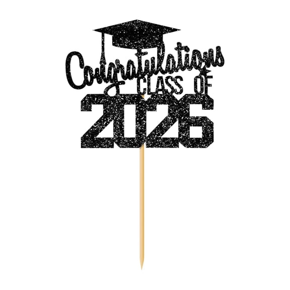 Class Of 2026 Graduation Cake Topper Glitter Congrats Grad Cake Topper Graduation Party Decoration Paper Cake Topper 5.9in