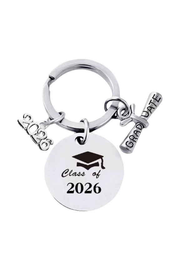 Class Of 2026 Graduation Metal Keychain Engraved Grad Cap & Diploma Charm Keychain For 2026 Graduates(Pattern C-6Cm)